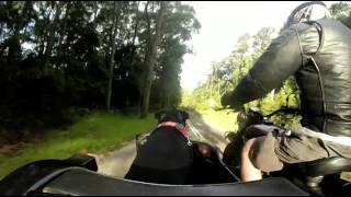 Paraplegic bloke riding Russian motorbike with dog in sidecar [upl. by Selry]