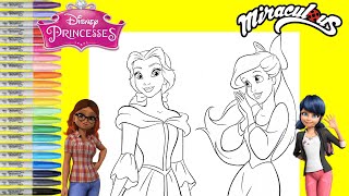 Disney Princess Makeover as Miraculous Ladybug Marinette Dupain Cheng and Ayla Cesaire Coloring Book [upl. by Longmire]