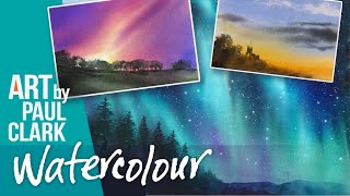 How to Paint Evening Skies Sunsets and the Northern Lights in Watercolour [upl. by Parrie]