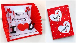 DIY Anniversary pop up card 2024  Anniversary greeting card for mom and dad  Anniversary card [upl. by Sidnac286]