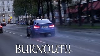 BMW M3 F80 w Akrapovic Exhaust  Loud BURNOUT in Vienna [upl. by Quinton962]