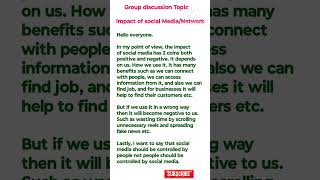 Group Discussion Trending Topic Impact of Social Mediasocial Network [upl. by Terris]