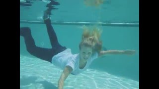 TrinaMason Playboy Miss Social model Trina Mason fully clothed underwater swimming pool happy [upl. by Tybie]