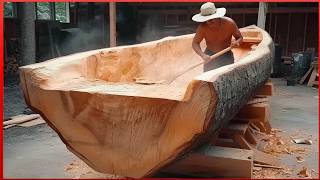 Man Turns Massive Log into Amazing CANOE  Start to Finish Build by OutbackMike [upl. by Elitnahc880]