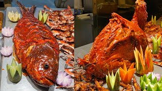 Eating DinnerWhole Fish Whole Mutton BBQ Kabab Biryani With Friends at The Pan Pacific Lounge [upl. by Aizirtap224]