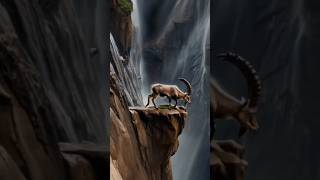 Ibex goat climbing a cliff animals goat shorts rain [upl. by Aciemaj295]