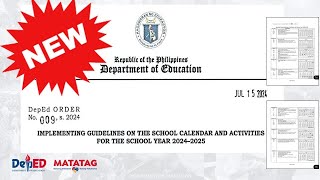 Deped School CALENDAR and Activities 20242025 latest Guidelines [upl. by Kcarb414]