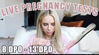 LIVE PREGNANCY TESTS  8 DPO  13 DPO  Caitlyn Neier [upl. by Ivets310]