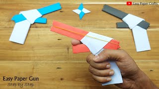 How to Make Paper Toy Gun That Go Very Fast  DIY New Model Rubber Band Gun  Easy Paper Toy Ideas [upl. by Reywas]