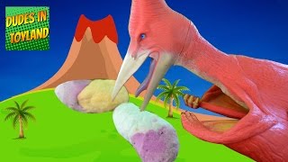 Dinosaur surprise eggs  biggest ever GIANT DIY fizzing dino toys fossils [upl. by Thorley]