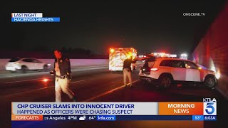 CHP cruiser slams into innocent driver during pursuit [upl. by Kelcey]