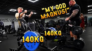 Magnus Midtbø SHOCKS Eddie Hall At The Gym [upl. by Quirita48]