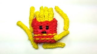 3D Happy Fries Tutorial by feelinspiffy Rainbow Loom [upl. by Kieryt]