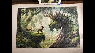 DAY 17 A puzzle a day until we hit 1000 subscribers Ravensburger Forest Dragon Awakes 3000 Piece [upl. by Aicak823]