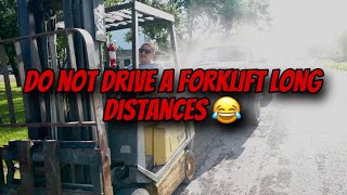 Forklift overheats driving through South Houston [upl. by Kcim655]