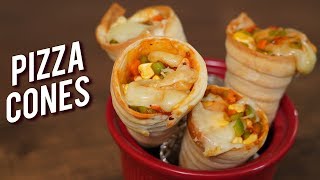 Pizza Cones  How To Make Cheesy Pizza Cones  Quick amp Easy Snack Recipe  Bhumika [upl. by Raab]