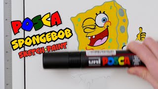 How to Draw SPONGEBOB with POSCA Markers EASY [upl. by Burnie]