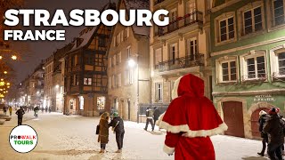 Strasbourg France Evening Tour  4K 60fps  with Captions  CHRISTMAS MARKETS [upl. by Alleda]