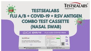 TESTSEALABS ชุดตรวจเชื้อไวรัสไข้หวัดสายพันธุ์เอ สายพันธุ์บี โควิด19และอาร์เอสวี Flu ABCOVID19RSV [upl. by Sirtimid143]