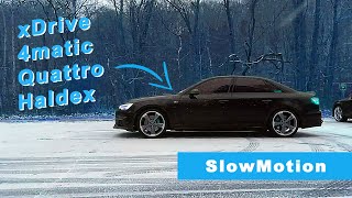 xDrive vs subaru vs 4matic vs haldex vs quattro slow motion 2021 [upl. by Sybila502]