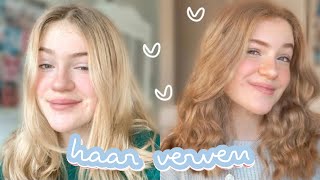 zelf mn haar van licht naar donker blond verven [upl. by Lessirg799]