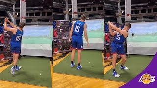 Austin Reaves plays indoor golf after team USA practice [upl. by Oremo]