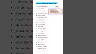 List of US states and Their capitalsSuchitra GSRC you tube shorts  🔥 [upl. by Gerhard173]