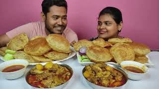 chicken chal chicken neck luchi and extra gravy eating challange [upl. by Eilatan998]