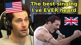 American Reacts to Queen  Bohemian Rhapsody Live Aid 1985 [upl. by Ahsimin]