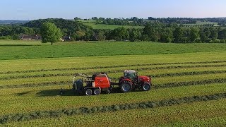 Enrubannage 2017  MasseyFerguson 7618 amp Kuhn VBP2160 GoProDJI [upl. by Ylrebme]