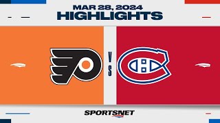 NHL Highlights  Flyers vs Canadiens  March 28 2024 [upl. by Nasaj737]