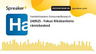 240925  Riksbanksonsdag [upl. by Rol]