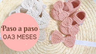 ZAPATO Y VENDA O DIADEMA A CROCHET PASO A PASO 0A3 MESES [upl. by Bobbee]