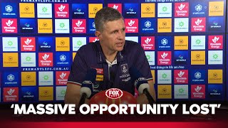 Justin Longmuir shows sympathy for fans after fumbling finals  Dockers Press Conference  Fox Footy [upl. by Hackney337]