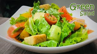 Green Salad Recipe  Vegetable Salad  Fresh Dressing [upl. by Suzetta32]