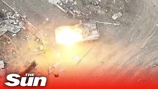 Ukrainian drones drop explosives into Russian IFVs open hatch and blow it up [upl. by Koch]