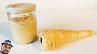 How to make Homemade Prepared Horseradish  about twice as strong as storebought versions [upl. by Ellerehs]