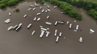 Drone footage from the flooding and rain that postponed the Husets Speedway weekend [upl. by Prochoras]