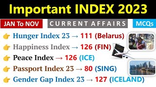 Index 2023 Current Affairs  सूचकांक 2023  Important Index 2023  Current Affairs 2023  Indologus [upl. by Ecneralc]