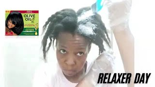 MY FIRST TIME USING ORS OLIVE OIL RELAXER RELAXED HAIR [upl. by Janessa]