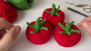 How to Crochet a Amigurumi Tomato  Crochet Vegetable Tomatoes Free Pattern  Crochet Hair Clips [upl. by Eatnwahs]