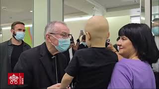 Cardinal Parolins visit to Kyivs Okhmatdyt Childrens Hospital [upl. by Nomaid]