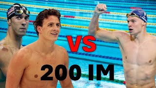 Michael Phelps amp Ryan Lochte VS Leon Marchand 200 IM  Side By Side Comparison [upl. by Samul973]