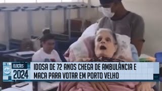 Idosa de 72 anos chega de ambulância e maca para votar em Porto Velho  SBT nas Eleições 2024 [upl. by Garnett586]