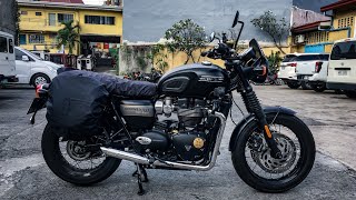 Full exhaust system on a 2022 Triumph Bonneville T120 [upl. by Lednew101]