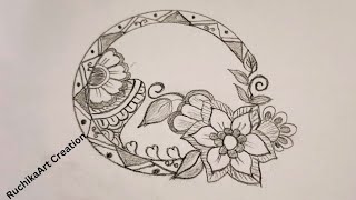 How to make draw circle design ruchikaartcreation art artworkruchika flowerdrawing drawing [upl. by Ullman]