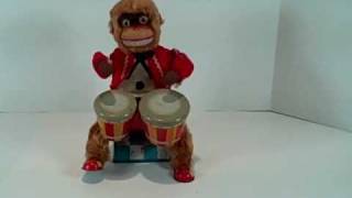 Bongo Drumming Monkey Vintage Battery Op Toy ALPS at Connectibles [upl. by Axela]