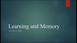 Learning and Memory [upl. by Nnaul]