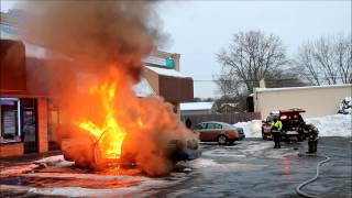 TAXI CAB CATCHES FIRE IN FARMINGVILLE NEW YORK [upl. by Muire]