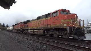 Northbound BNSF Mixed Freight Train departs the Steilacoom Ferry Terminal [upl. by Affay450]